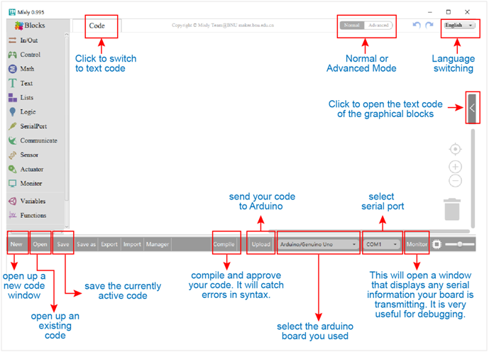 Mixly user interface 