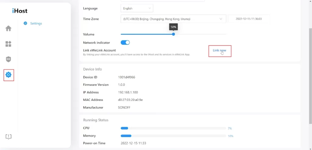 ihost settings